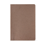 Caderno A5 com capa flexível de resíduos de café e páginas pontilhadas cor castanho-claro vista frontal 