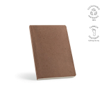 Caderno A5 com capa flexível de resíduos de café e páginas pontilhadas cor castanho-claro