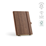 Caderno ecológico com capa que imita os veios da madeira A5 folhas lisas cor castanho escuro