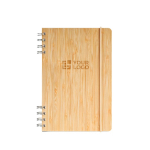 Caderno A5 em bambu com espiral e elástico de fecho, folhas pontilhadas vista principal