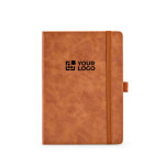Caderno A5 em couro sintético eco com banda de fecho e folhas em branco vista principal