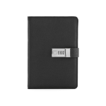 Caderno A5 de folhas lisas com capa ecológica e cadeado de combinação cor preto vista frontal 