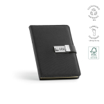 Caderno A5 de folhas lisas com capa ecológica e cadeado de combinação cor preto