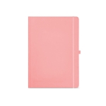 Cadernos publicitários de papel reciclado capa dura A4 folhas riscas cor cor-de-rosa vista frontal 