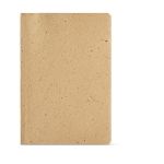 Caderno com capa mole feito parcialmente de casca de coco A5 cor castanho-claro vista frontal 