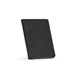 Caderno A5 de capa dura em pele sintética reciclada com dois bolsos cor preto segunda vista