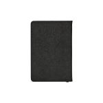 Caderno A5 de capa dura em pele sintética reciclada com dois bolsos cor preto vista traseira 