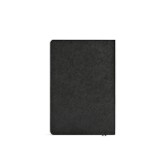 Caderno A5 capa flexível em couro sintético eco e páginas pontilhadas cor preto vista traseira 