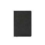 Caderno A5 capa flexível em couro sintético eco e páginas pontilhadas cor preto vista frontal 