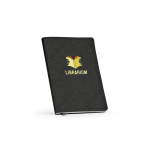 Caderno A5 capa flexível em couro sintético eco e páginas pontilhadas cor preto