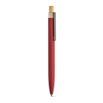 Caneta de alumínio reciclado e RPET tinta azul Dokumental® cor bordeaux