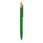 Caneta de alumínio reciclado e RPET tinta azul Dokumental® cor verde-escuro