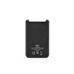 Bateria externa em plástico reciclado com carregamento rápido 6.000 mAh cor preto vista traseira 