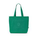Saco de algodão reciclado e RPET com alças compridas 180 g/m2 cor verde