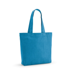 Saco de algodão reciclado e RPET com alças compridas 180 g/m2 cor azul-claro
