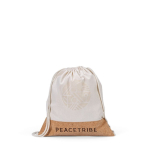 Mochila de cordas de algodão reciclado com fundo de cortiça 180 g/m2 cor natural