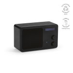 Coluna sem fios em plástico reciclado com ecrã LCD 15W cor preto