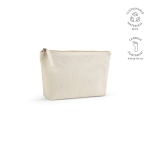 Nécessaire em algodão reciclado 320 g/m² com fecho de correr 2,1 L cor natural