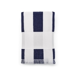 Toalha de praia 80x180cm algodão reciclado, linhas verticais 450 g/m2 cor azul vista superior 
