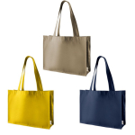 Saco de compras de algodão reciclado com alças longas 300 g/m2 cor amarelo terceira vista