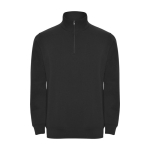 Camisola de algodão e poliéster com meio fecho de correr 280 g/m2 cor preto