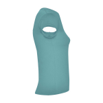 T-shirt de algodão com gola em V para mulher 200 g/m2 Roly cor água-marinha segunda vista com lateral