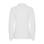 Pólo 100% de algodão de ponto piqué para mulher 220 g/m2 Roly cor branco segunda vista traseira
