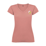 T-shirt 100% de algodão de malha para mulher 155 g/m2 Roly vista impressão serigrafia