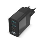 Carregador de parede para carregar vários dispositivos e ecrã LED 30 W cor preto