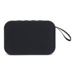 Colunas Bluetooth pretas pequenas portáteis de forma retangular cor preto terceira vista