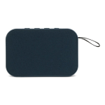 Colunas Bluetooth pretas pequenas portáteis de forma retangular cor azul terceira vista