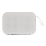 Colunas Bluetooth pretas pequenas portáteis de forma retangular cor branco terceira vista