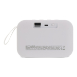 Colunas Bluetooth pretas pequenas portáteis de forma retangular cor branco quarta vista