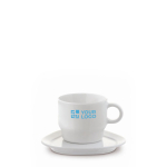 Chávena de café personalizada com pires triangular feita na UE 180 ml vista principal