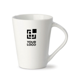 Caneca de porcelana branca, grande pega triangular feita na UE 270 ml vista principal