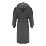 Roupão de algodão e poliéster com capuz ajustável, tamanho S/M cor cinzento-escuro terceira vista