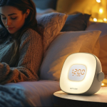 Rádio despertador Muse com luz gradual natural e rádio FM cor branco sexta vista