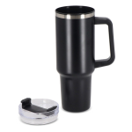 Copos térmicos personalizados grandes, aço inoxidável, palhinha 1,2 L cor preto segunda vista