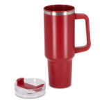 Copos térmicos personalizados grandes, aço inoxidável, palhinha 1,2 L cor vermelho-escuro segunda vista