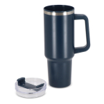 Copos térmicos personalizados grandes, aço inoxidável, palhinha 1,2 L cor azul-escuro segunda vista