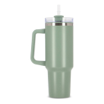 Copos térmicos personalizados grandes, aço inoxidável, palhinha 1,2 L cor verde oliva sexta vista