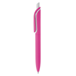 Caneta de botão publicitária de plástico de toque macio feita na UE cor cor-de-rosa segunda vista