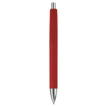 Caneta de plástico em várias cores com botão e ponta de metal cor vermelho segunda vista