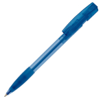 Caneta de plástico fabricada na Alemanha com tinta azul recarregável cor azul transparente