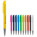 Caneta de plástico com acabamento mate fabricada na UE com tinta azul