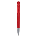 Caneta de plástico transparente com ponta de metal feita na UE cor vermelho transparente segunda vista