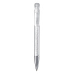 Caneta de plástico transparente com ponta de metal feita na UE cor branco transparente
