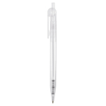 Caneta de plástico transparente com detalhe no botão cor branco transparente