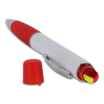 Caneta de mecanismo giratório tinta azul, marcador na parte superior cor vermelho sexta vista