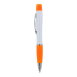 Caneta de mecanismo giratório tinta azul, marcador na parte superior cor cor-de-laranja
